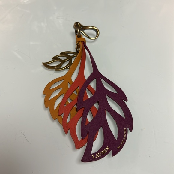 Lauren Ralph Lauren Colorful leather leaf key chain/bag charm - Picture 4 of 5